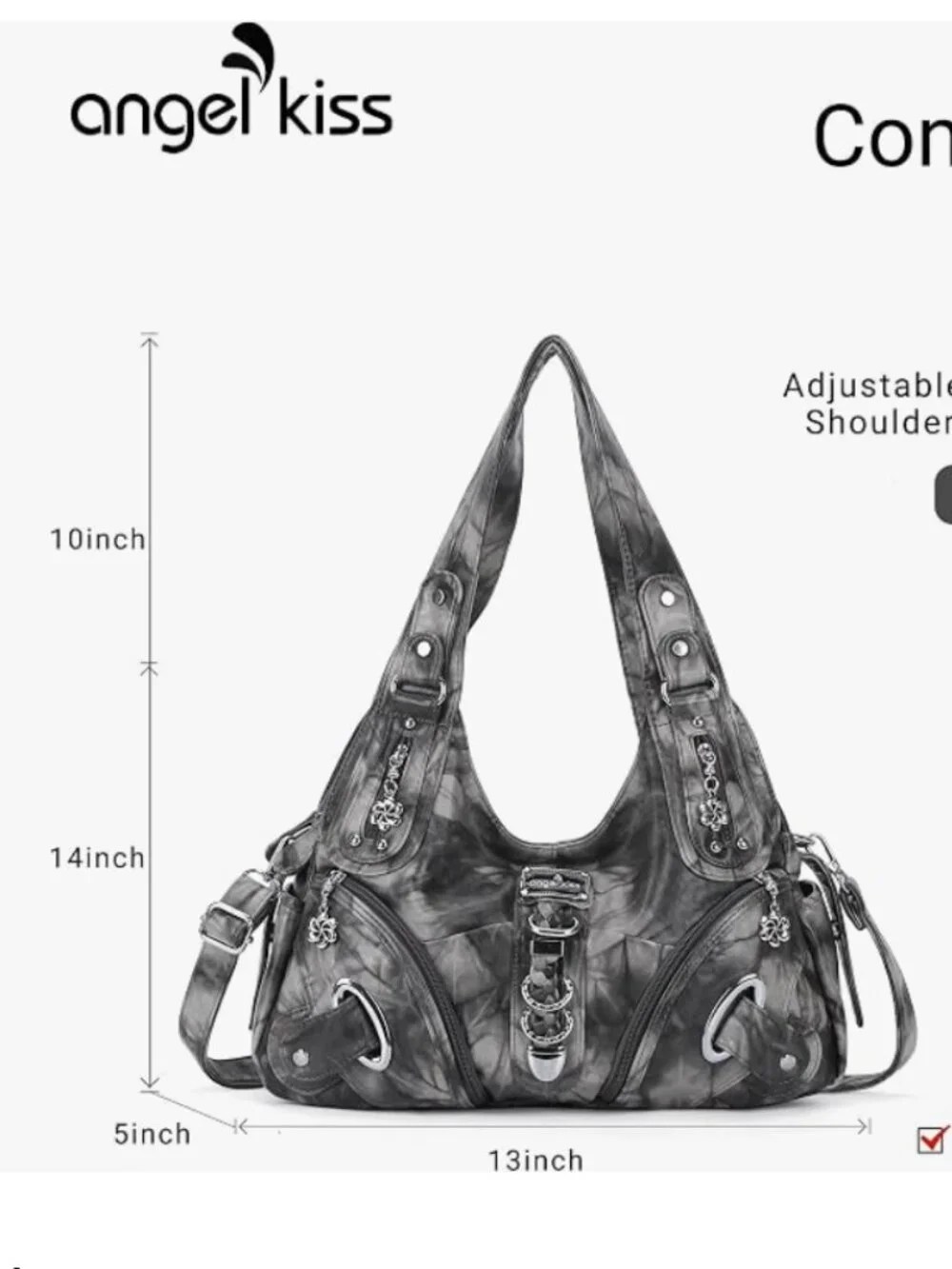 Large Black and Grey Handbag/Purse